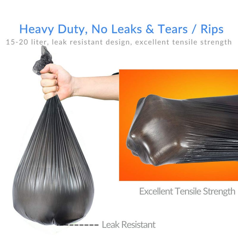Jaoul Trash Bags 4 Gallon, Small Garbage Bags, Strong & Unscented Trash Bags for Kitchen, Bathroom, Office, Restroom, Car, Black, 60 Counts - Image 4